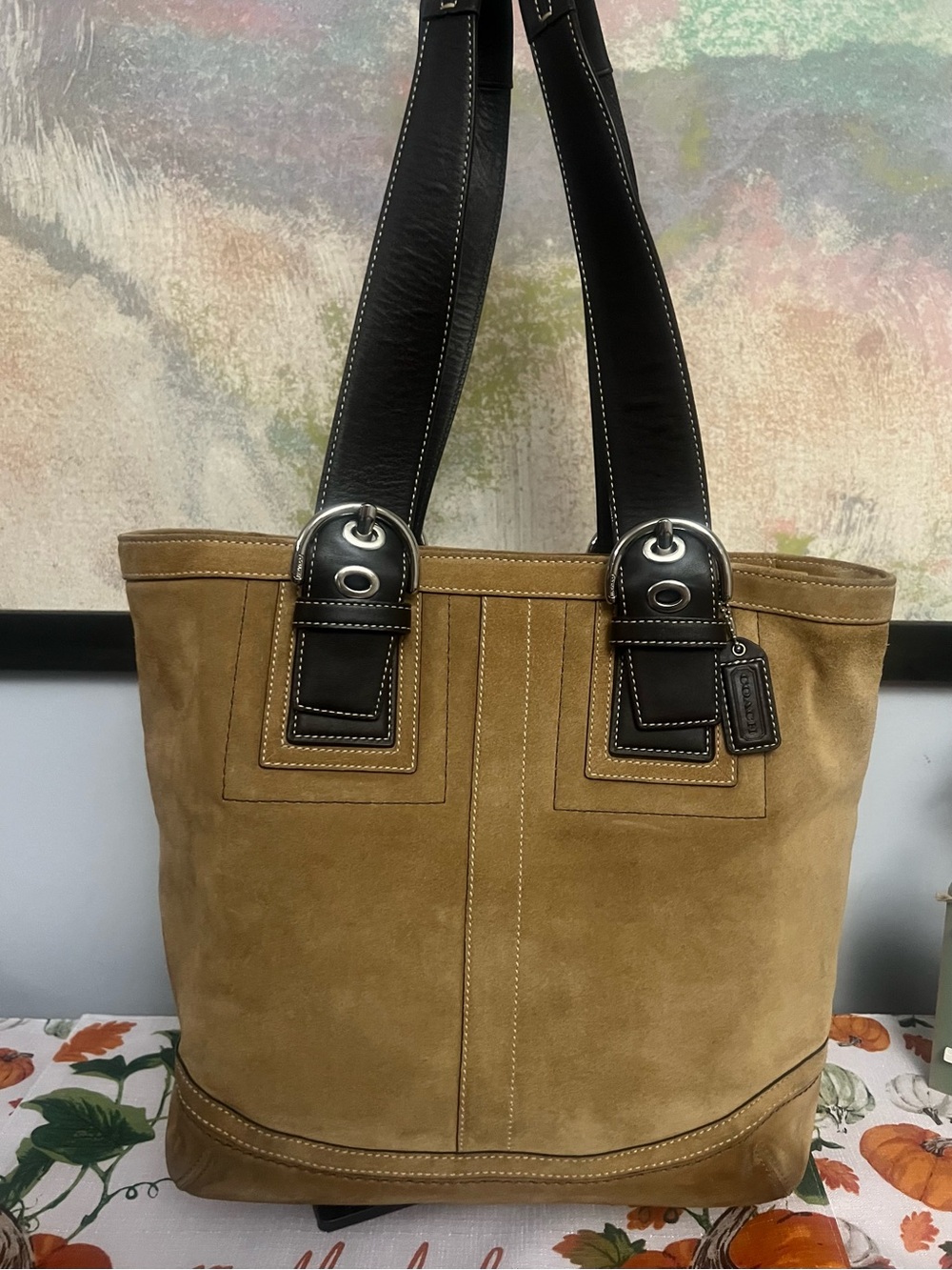 Coach Gallery Tan Suede Tote Bag